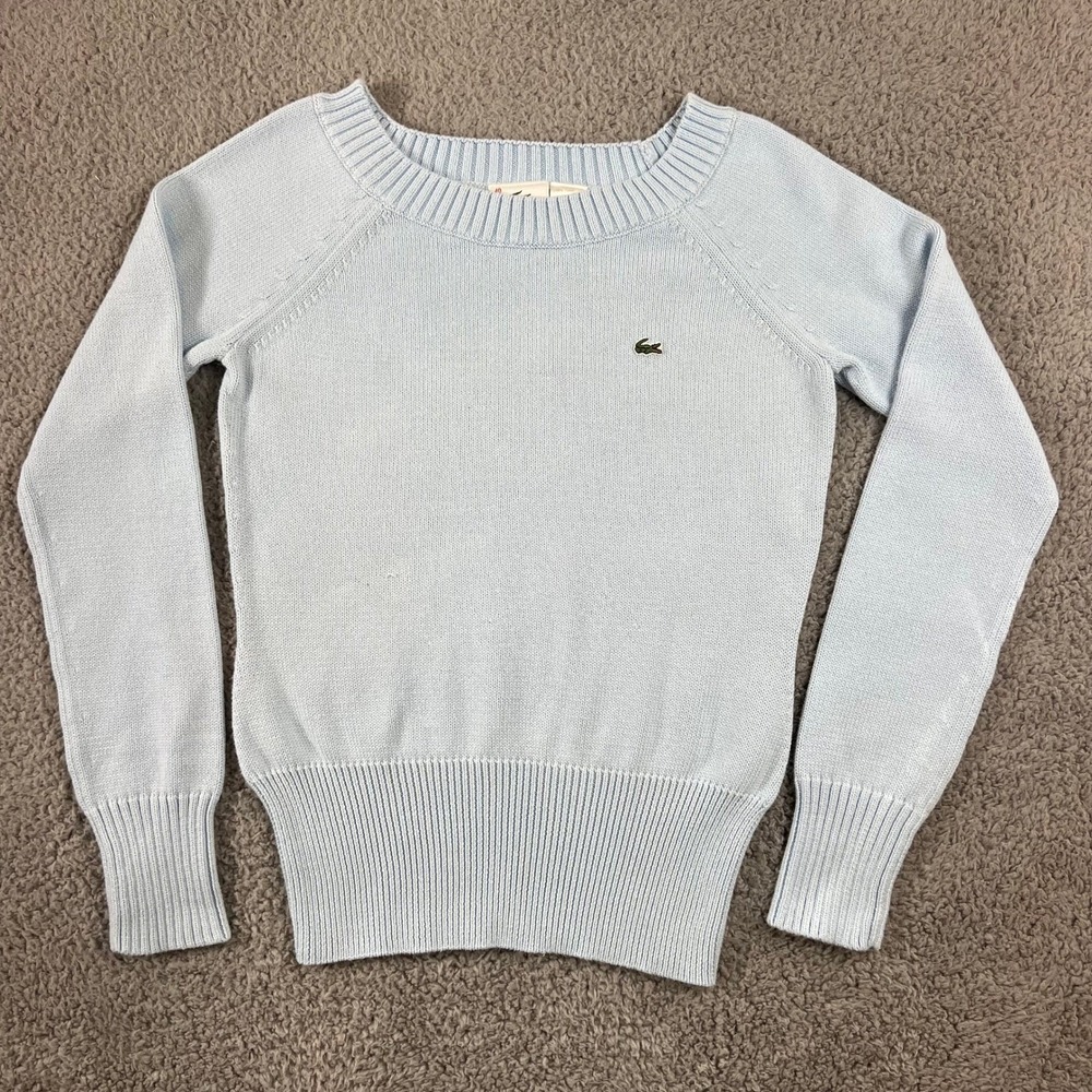 Lacoste Light Blue Cotton Croc Logo Long Sleeve Sweater Women US Size‎ M (EU/8)